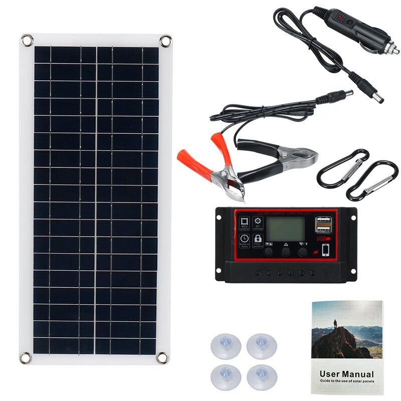 18v Solenergisystem Vattentätt Usb-nödladdning Solpanel Med 40a/50a/60a Laddare Controller Kit Camping Travel Power Generation