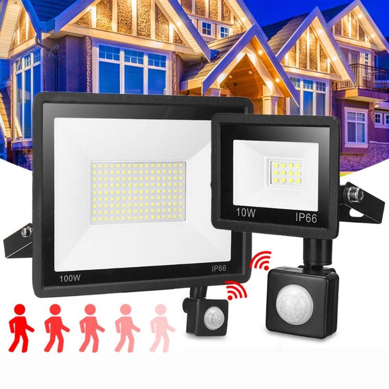 20w/30w/50w/100w Led Floodlight Pir Rörelsesensor Reflektor Led Flood Light Vattentät Ip66 Spotlight Vägg Utomhusbelysning