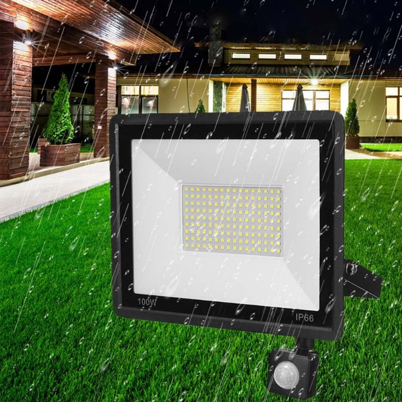 20w/30w/50w/100w Led Floodlight Pir Rörelsesensor Reflektor Led Flood Light Vattentät Ip66 Spotlight Vägg Utomhusbelysning