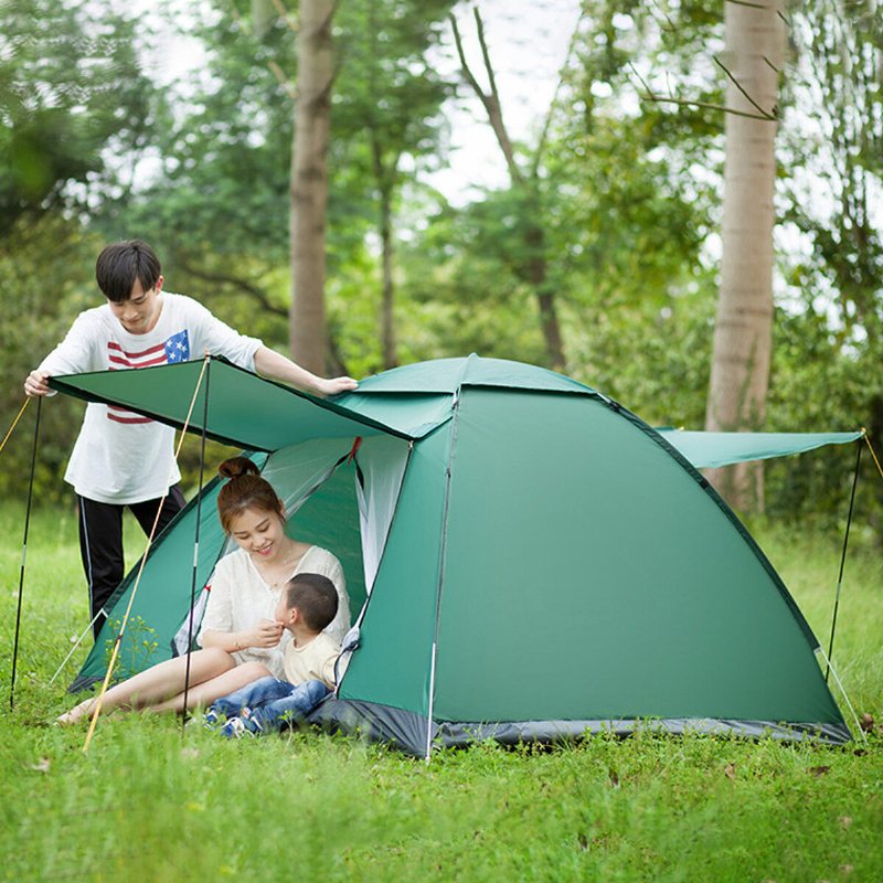 3-4 Personer Helautomatiskt Campingtält 2 Dörrar Vattentätt Vindtätt Uv-skydd Solskydd Skydd Camping Vandring Fiske