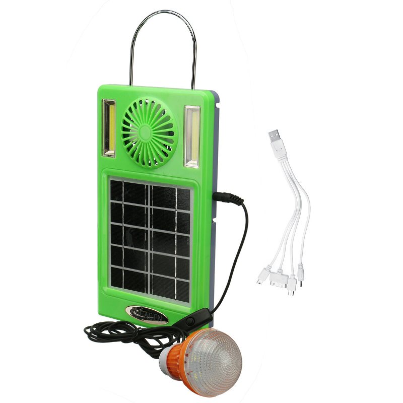 4-i-1 750lm Campingljus Cob Arbetslampa Solpanel Fläkt Power Bank Edc Utomhusresor