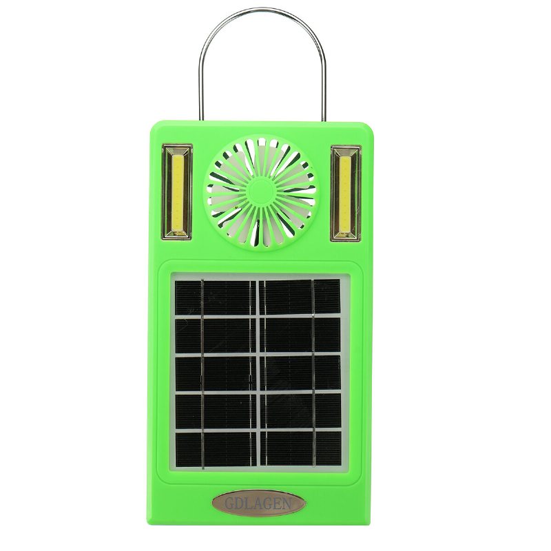 4-i-1 750lm Campingljus Cob Arbetslampa Solpanel Fläkt Power Bank Edc Utomhusresor