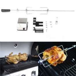 4w Rostfritt Stål Rotisserie Bbq Grill Roaster Spit Rod Bbq Verktygsset Camping Kol-satser