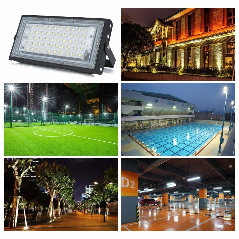 50w Rgb Led Flood Light Ac 220v 230v 240v Utomhus Floodlight Spotlight Ip65 Vattentät Led Street Lamp Landskapsbelysning