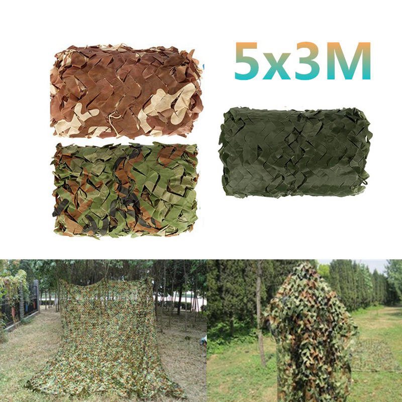 5x3m Bilskydd Militärt Kamouflage Nät Jakt Skogsmark Armé Träning Camo Nät Bil Tält Skärm Camping Solskydd Nät