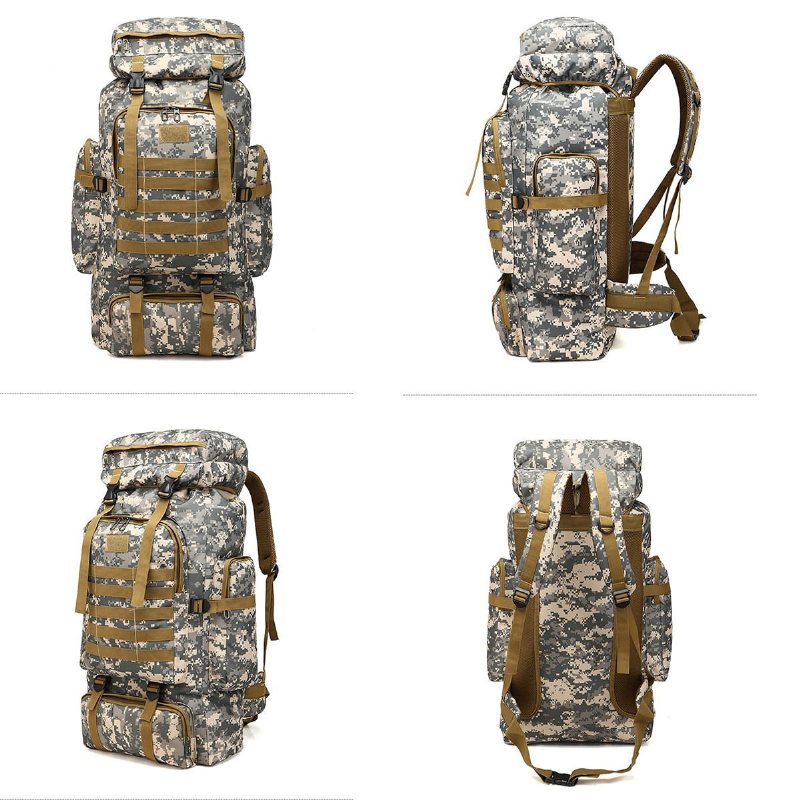 80l Molle Tactical Bag Utomhus Resande Camping Vandring Militär Ryggsäckar Ryggsäck Kamouflageväska