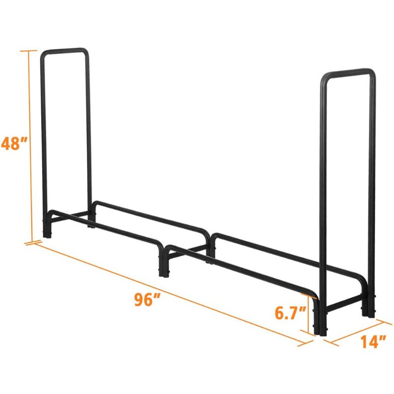 8ft Vedställ Utomhus Heavy Duty Stockställ Vedförvaringsställ Hållare Stålrör Lätt Att Montera För Uteplats Däck Stockförvaring Stativ För Spisverktyg