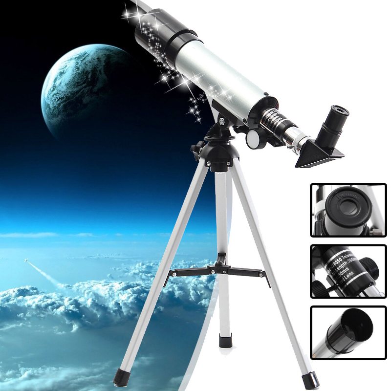 90x 50 mm Monokulärt Teleskop Astronomiskt Refraktorteleskop Brytningsokular Med Stativ För Nybörjare