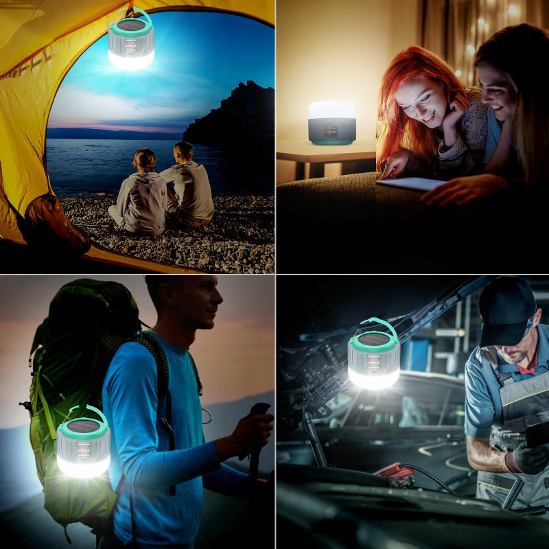 Audew 20leds Usb Uppladdningsbar Solar Camping Light 1800mah Med Fjärrkontroll Med Utgång