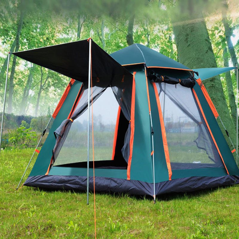 Automatiskt Utomhustält 4 Personers Familjetält Picknick Resande Campingtält Utomhus Regntätt Vindtätt Tält Presenning Skydd