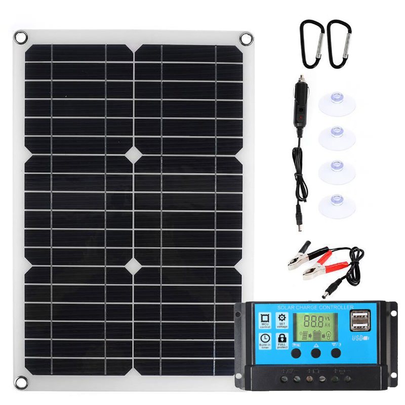 Bärbar 30w 18v Solpanel Multifunktionssolladdarsats Vattentät Nödsolcellsladdning För Utomhusresor Camping Husbil