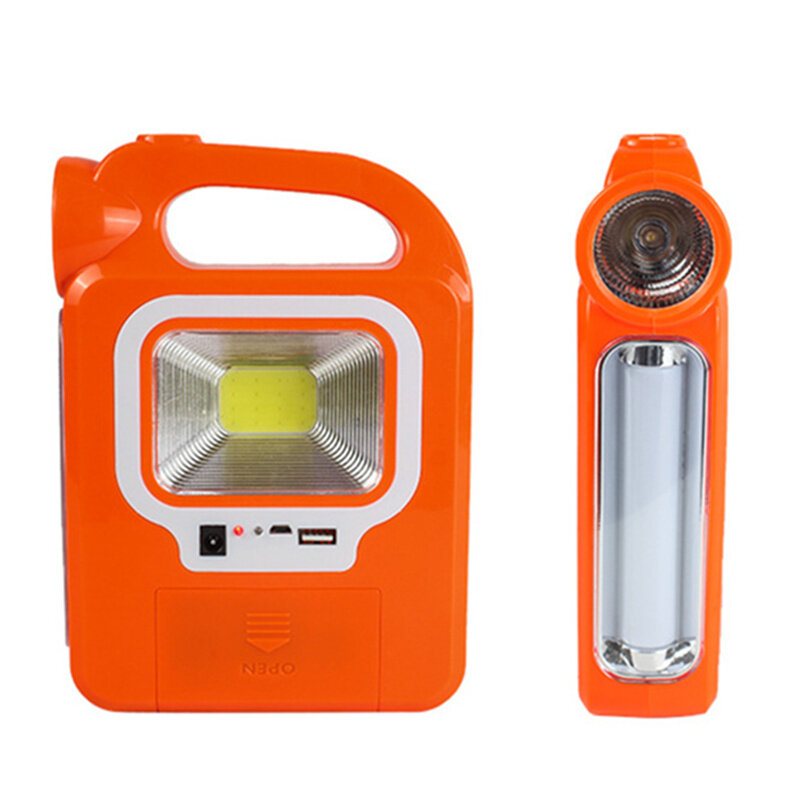 Bärbar Solar Lantern Cob Led Arbetslampa Nödspotlight Usb Uppladdningsbar Handlampa För Utomhusvandring Camping