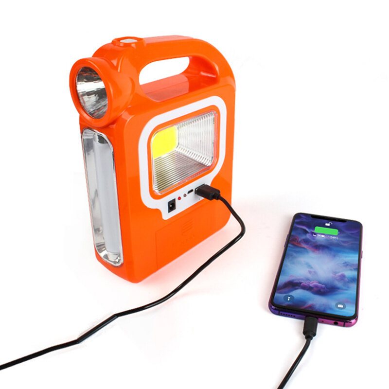 Bärbar Solar Lantern Cob Led Arbetslampa Nödspotlight Usb Uppladdningsbar Handlampa För Utomhusvandring Camping