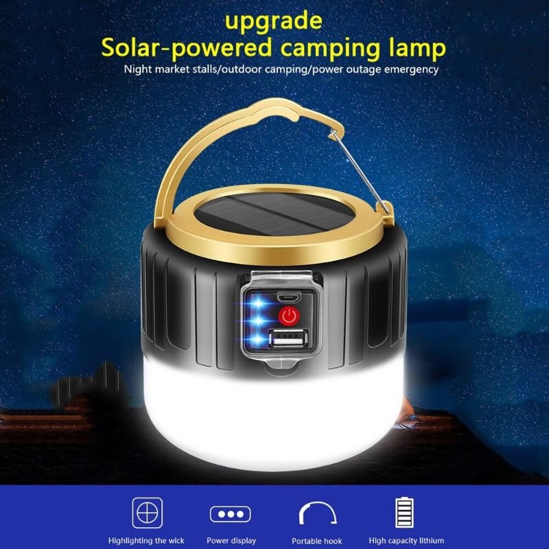 Camping Light Solar Outdoor Usb Charging 3 Mode Tältlampa Bärbar Lykta