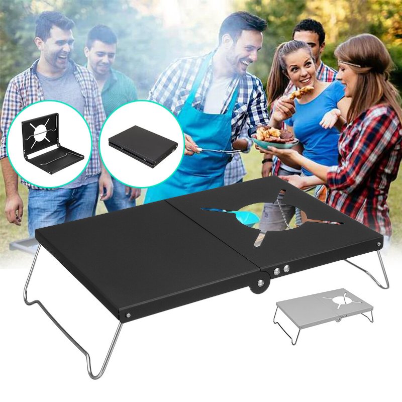 Camping Vikbar Spis Bord Bärbar Bbq Grill Picknick Skrivbord Bbq Stativ Fäste För Picnic Tillbehör