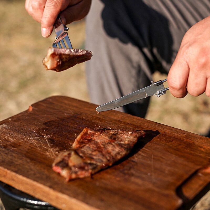 Campout 3 St Servisset Rostfritt Stål Knivgaffel Sked Portabelt Utomhus Camping Picknick Med Förvaringsväska