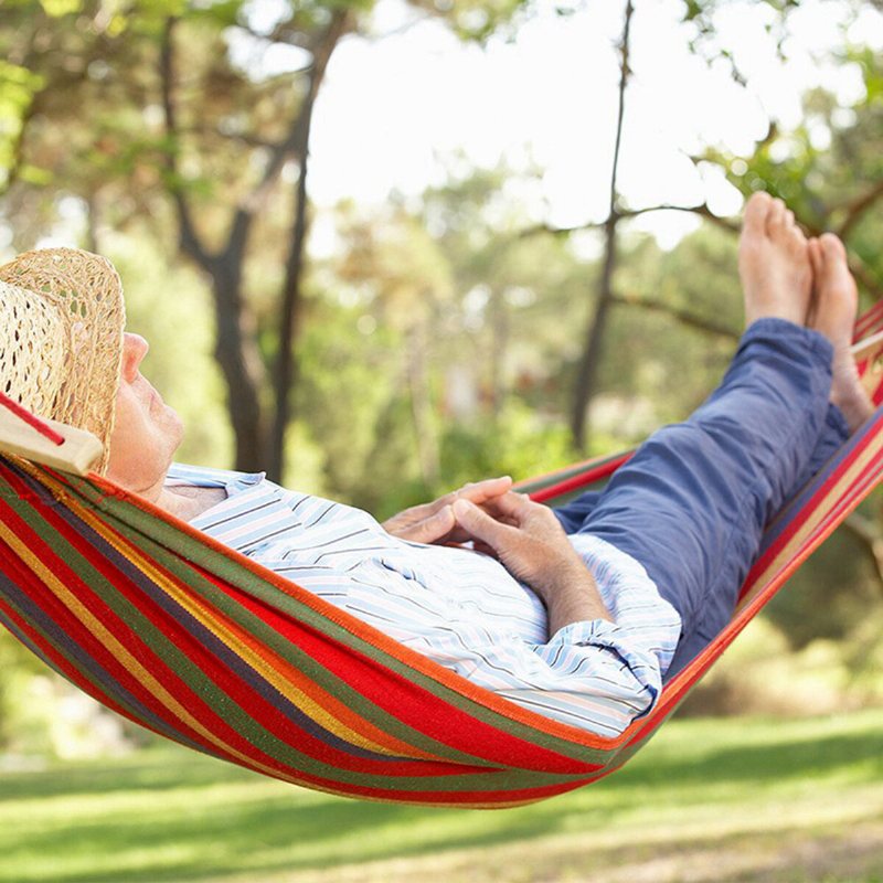 Canvas Camping Hängmatta Swing Hängsäng Utomhus Trädgårdsresor