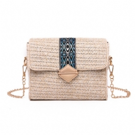 Dam Sommar Beach Straw Bag Bohemian Crossbody Messenger Shoulder Chain Bag