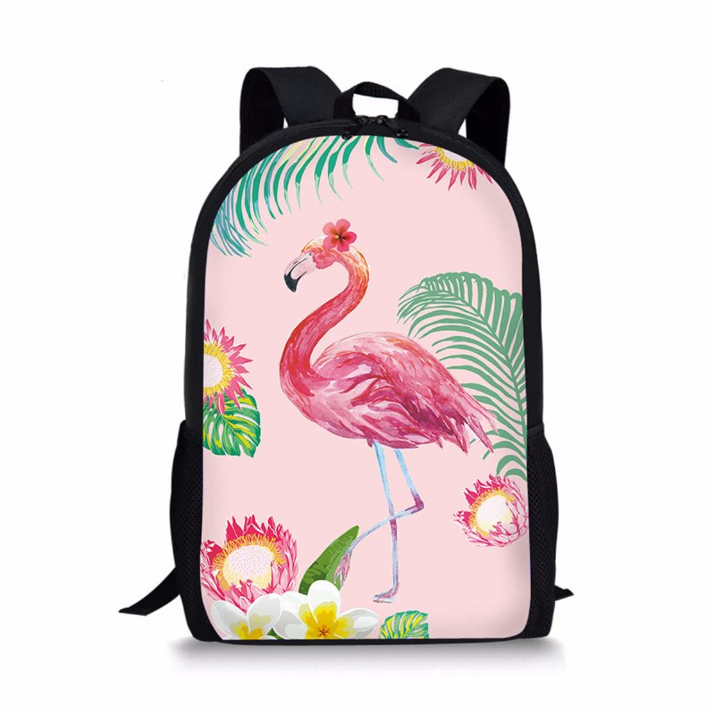 Flamingo Ryggsäck Student Reseskola College Axelväska Handväska Camping