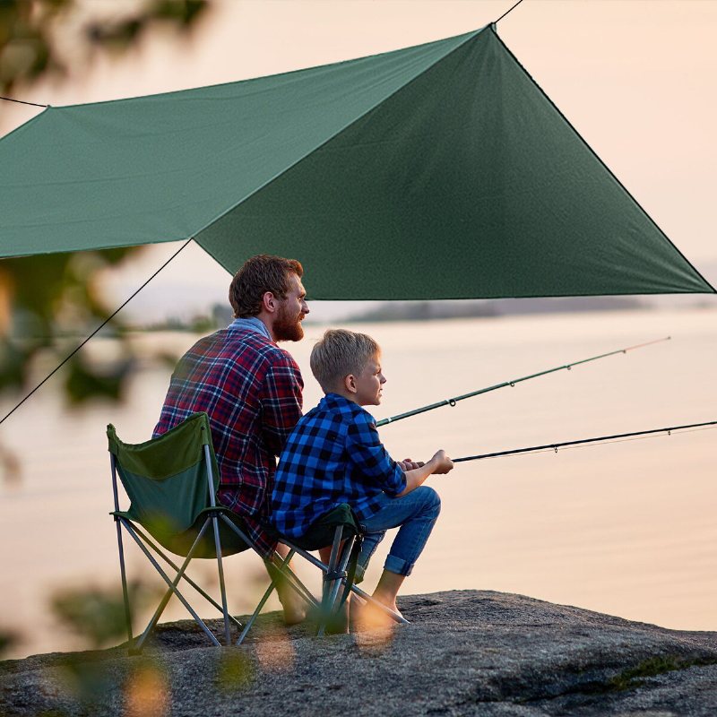 Gracosy 275*275 cm Campingpresenning Gjord Av 420d Oxford Tyg Solskydd Uv-skydd Lättviktsskydd Med 6 Jordbultar I Aluminium Och 6 Stycken 3 M Spännrep