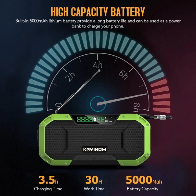 Handvev Radio Solar Power Bank Laddare Flash Light