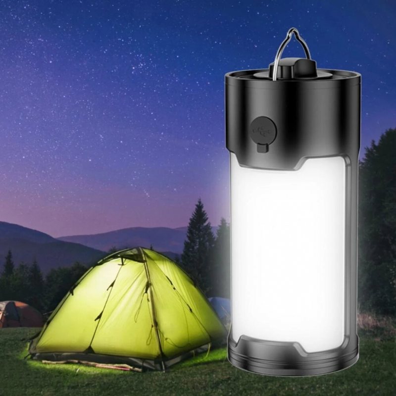 Led Campinglykta Uppladdningsbar Inbyggd 18650 Batteri Bärbar Tältlampa Utomhus Vattentät Camping Nödljus