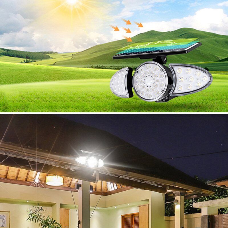 Led Solar Vägglampa Justerbart Huvud Ip65 Vattentätt Super Bright Body Sensor Light Spotlight För Utomhusträdgård