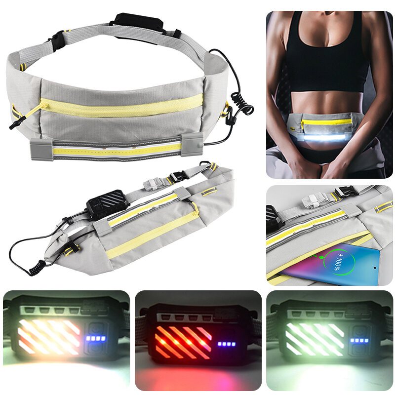 Löparbältesväska Med Led-ljus Vattentät Sportväska Unisex Fanny Pack Bältesväska Midjeväskor För Jogginglöpning