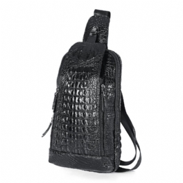 Mäns Nya Läderkrokodilmönster Bröstväska Sling Backpack Crossbody-väskor