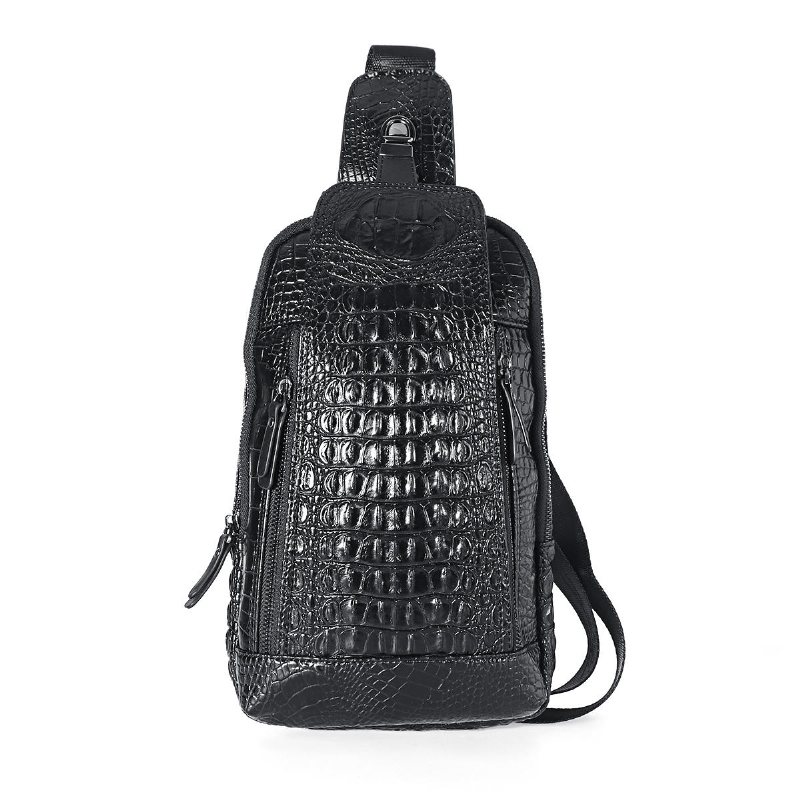 Mäns Nya Läderkrokodilmönster Bröstväska Sling Backpack Crossbody-väskor