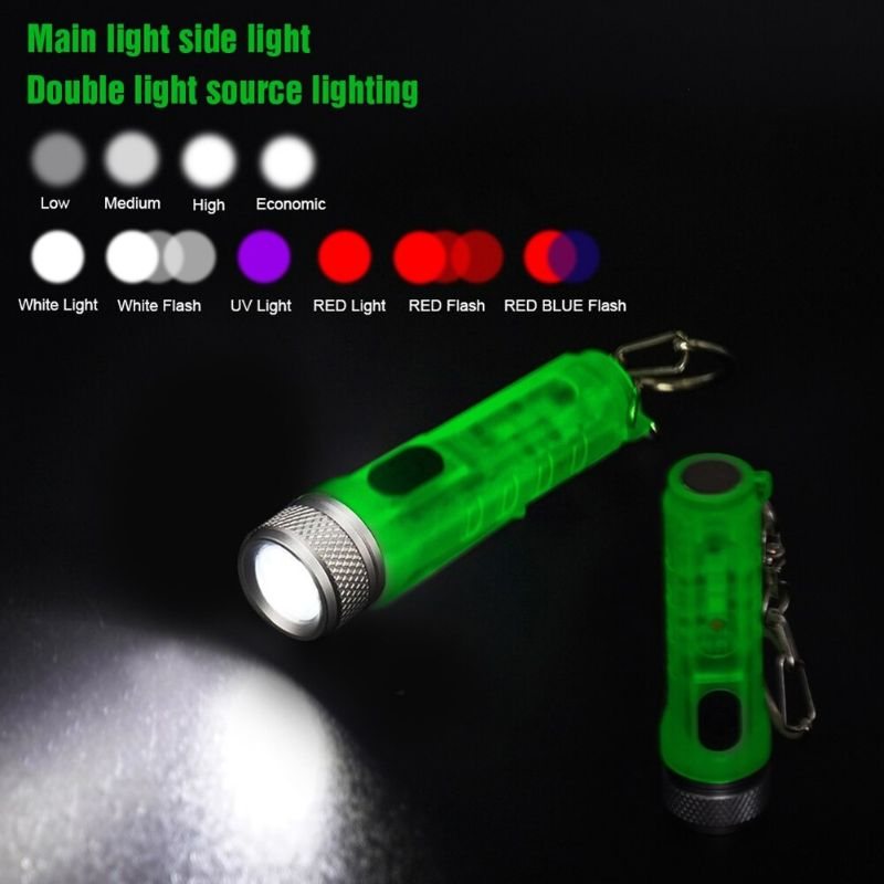 Mini Ficklampa Led-ficka Nyckelring Usb Uppladdningsbar Lampa För Utomhusbruk