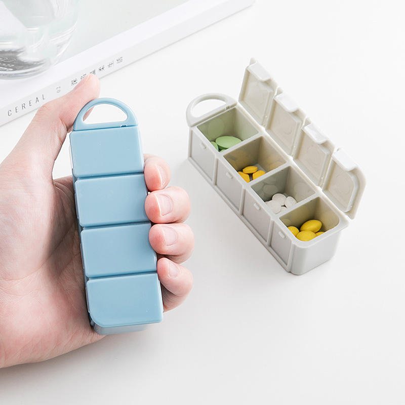 Pp Travel Portable Pill Case 4-fack Box Tablett Förvaring Organizer Behållare