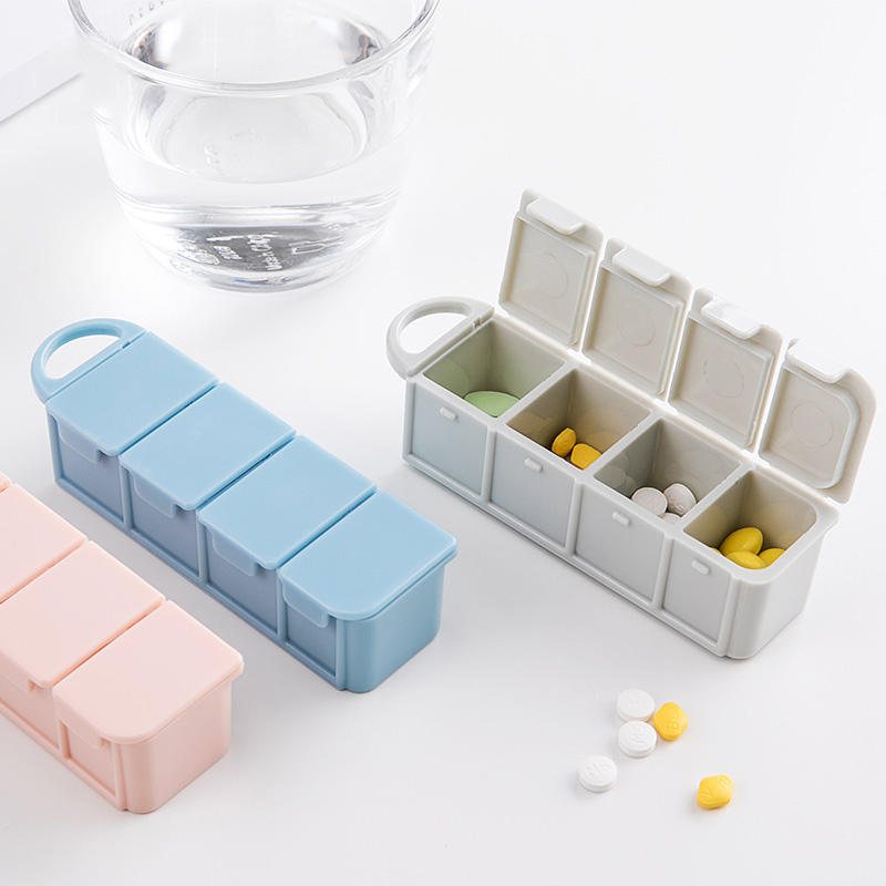 Pp Travel Portable Pill Case 4-fack Box Tablett Förvaring Organizer Behållare