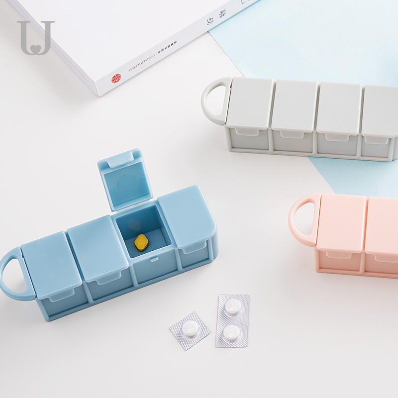 Pp Travel Portable Pill Case 4-fack Box Tablett Förvaring Organizer Behållare