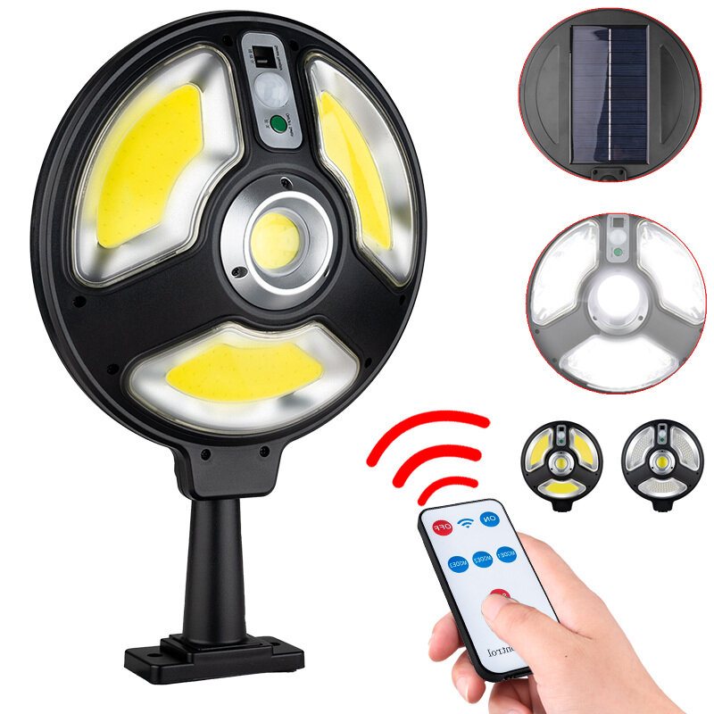 Solar Camping Light 3 Lägen Sensor Trädgård Vägglampa Utomhus Cob Led Vattentät Smart Fjärrkontroll Lampa