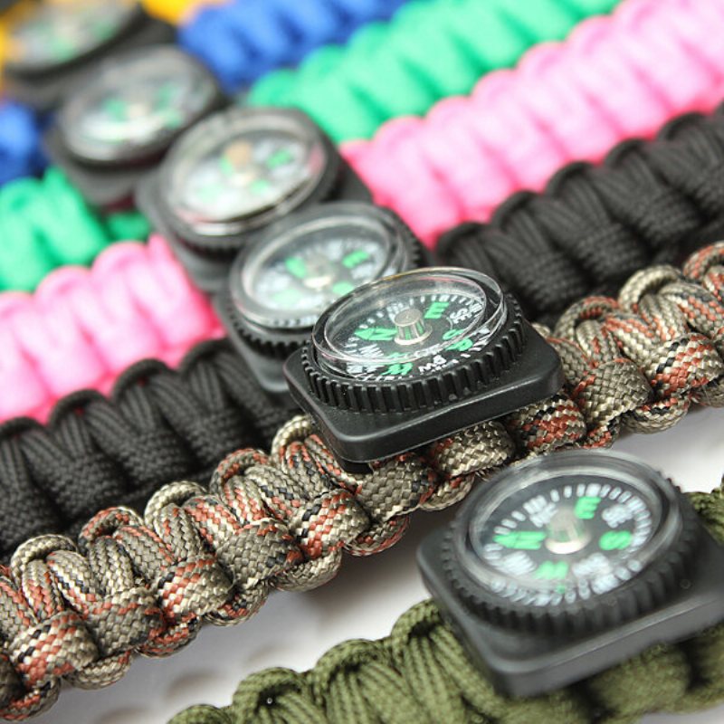 Survival Paracord Armband Whistle Luminous Military Watch Wrist