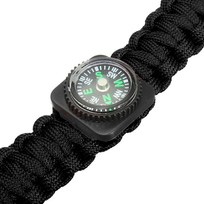 Survival Paracord Armband Whistle Luminous Military Watch Wrist