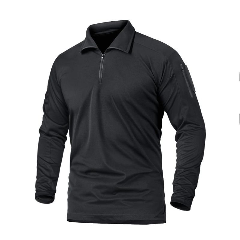 Tactical Shirt Långärmad Hunting Pullover Med Blixtlåskrage