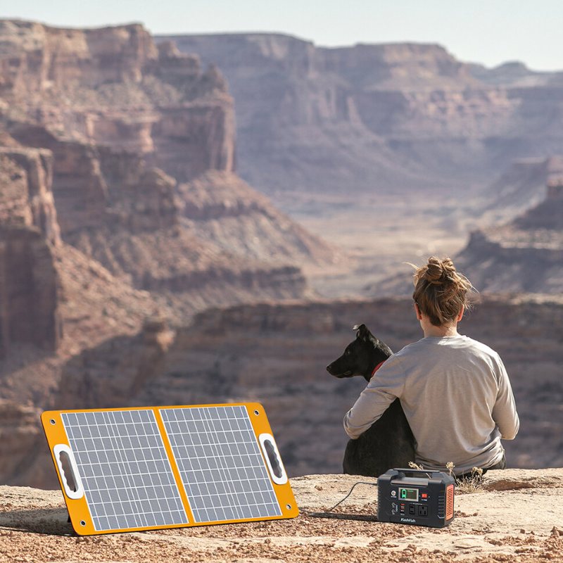 Us Direct 18v 60w Hopfällbar Solpanel Bärbar Solcellsladdare Med Dc-utgång Usb-c Qc3.0 För Telefoner Tabletter Camping Van Rv Trip