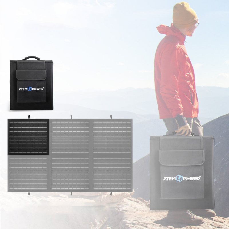 Us Direct Atem Power Ap-blkt-1s 120w Bärbar Solpanel Utrustad Med 20a Mppt-laddare Styrenhet Vikbar Solar-laddare Lämplig För Utomhuscamper Rv Off Grid