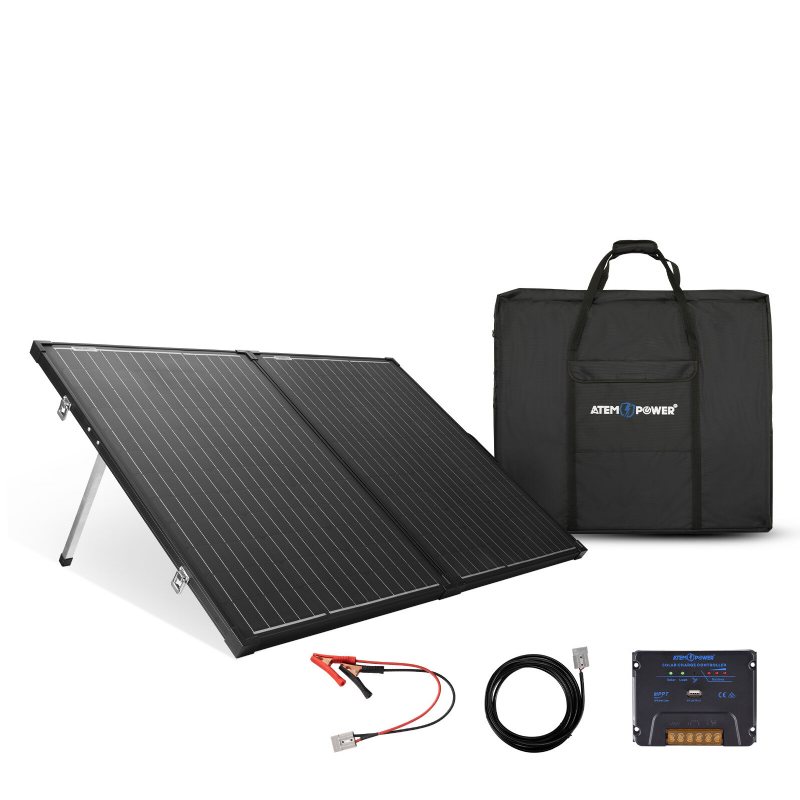 Us Direct Atem Power Ap-fold-fles 200w Monokristallin Solpanel Utan Glas Bärbar Solarresväska Utrustad Med 20a Mppt-kontroller För 12v Batterier Rv Camping