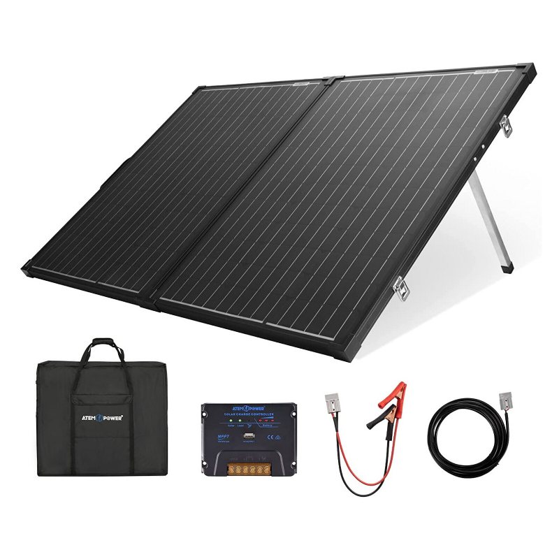 Us Direct Atem Power Vaspfold-fles-2r-ap 160w Bärbar Monokristallin Solpanel Utan Glas Utrustad Med 20a Mppt-kontroller Lämplig För Rv-camping