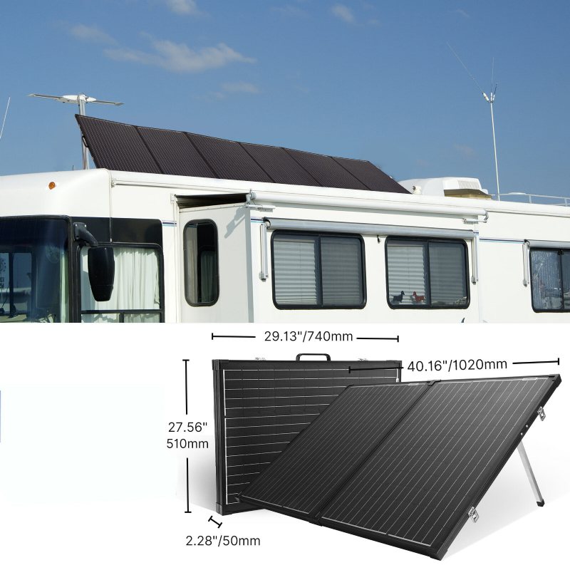 Us Direct Atem Power Vaspfold-fles-2r-ap 160w Bärbar Monokristallin Solpanel Utan Glas Utrustad Med 20a Mppt-kontroller Lämplig För Rv-camping