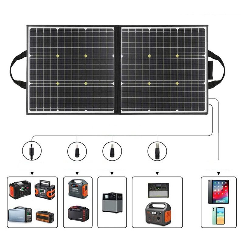 Us Direct Flashfish 50w 18v Bärbar Solpanel Vikbar Solar Laddare För Camping Power Generator