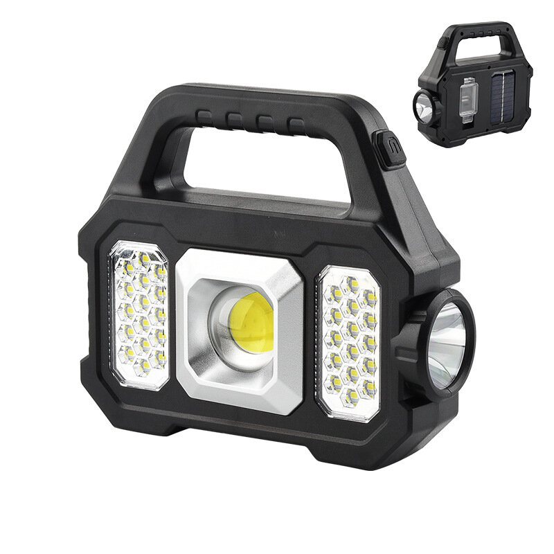 Utomhus Solar Led Camping Light Super Bright Ficklampa Arbetsljus Usb Uppladdningsbara Handhållna Lyktor Spotlight Sökljus