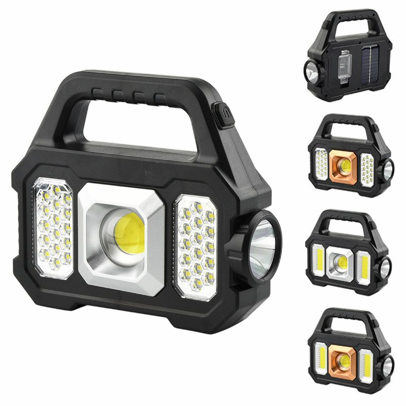 Utomhus Solar Led Camping Light Super Bright Ficklampa Arbetsljus Usb Uppladdningsbara Handhållna Lyktor Spotlight Sökljus