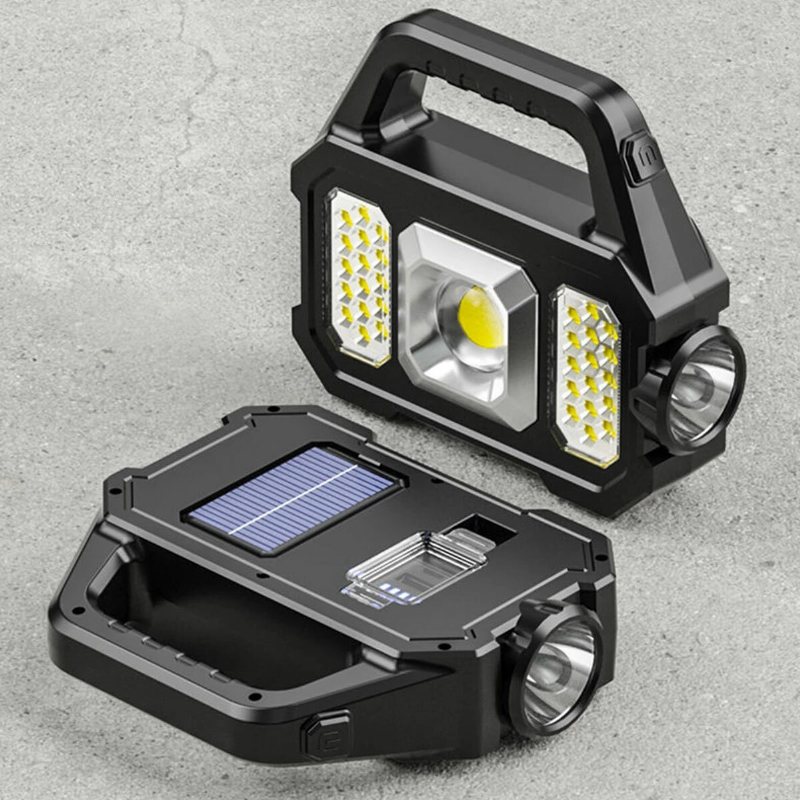 Utomhus Solar Led Camping Light Super Bright Ficklampa Arbetsljus Usb Uppladdningsbara Handhållna Lyktor Spotlight Sökljus