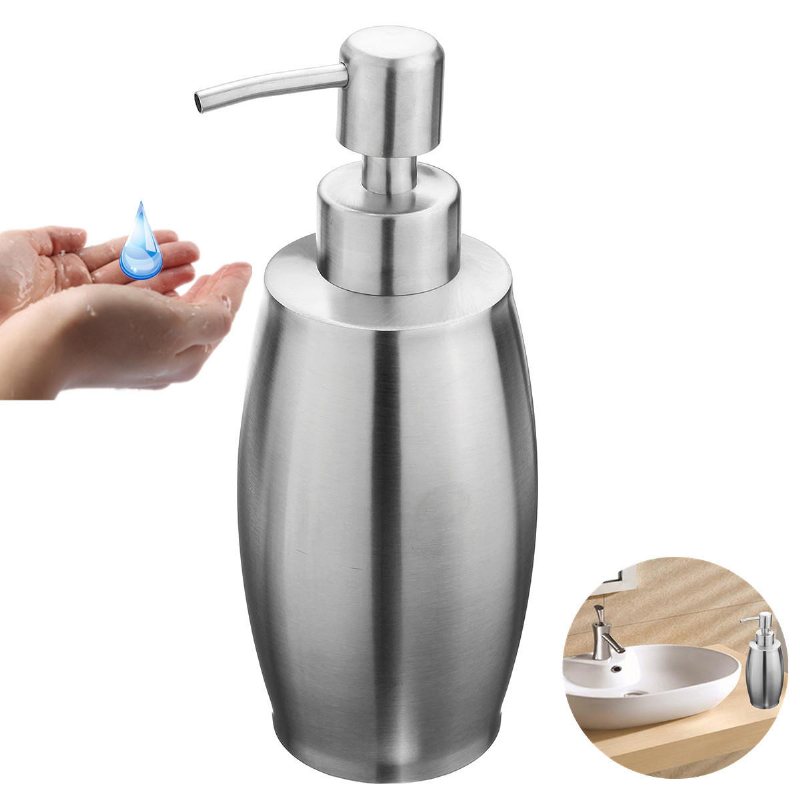 12.68oz/375ml Handtvål & Lotion Pump Dispenser Flytande Schampobehållare I Rostfritt Stål För Hemhotellkök Eller Badrum