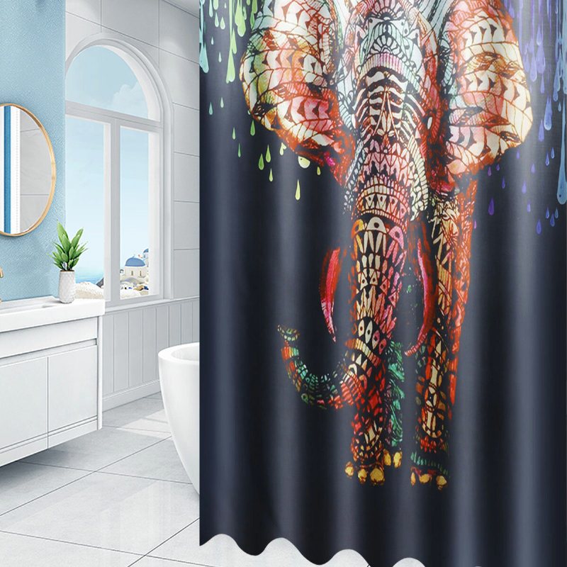 180x180cm Africa Elephant Duschdraperi Vattentät Slitstark