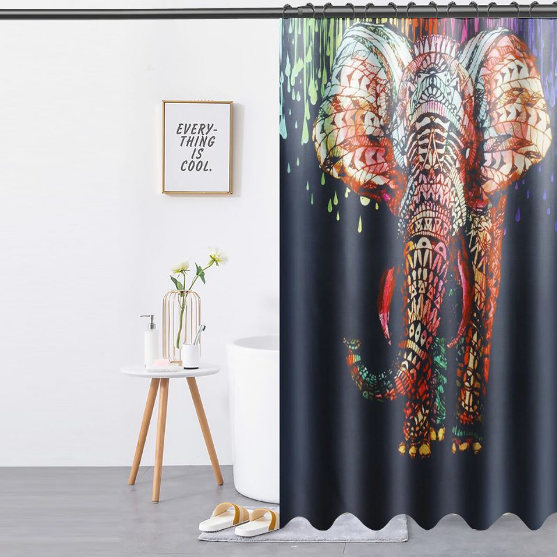 180x180cm Africa Elephant Duschdraperi Vattentät Slitstark